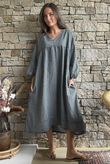 Arbi Gingham Artist Peasant Dress Black